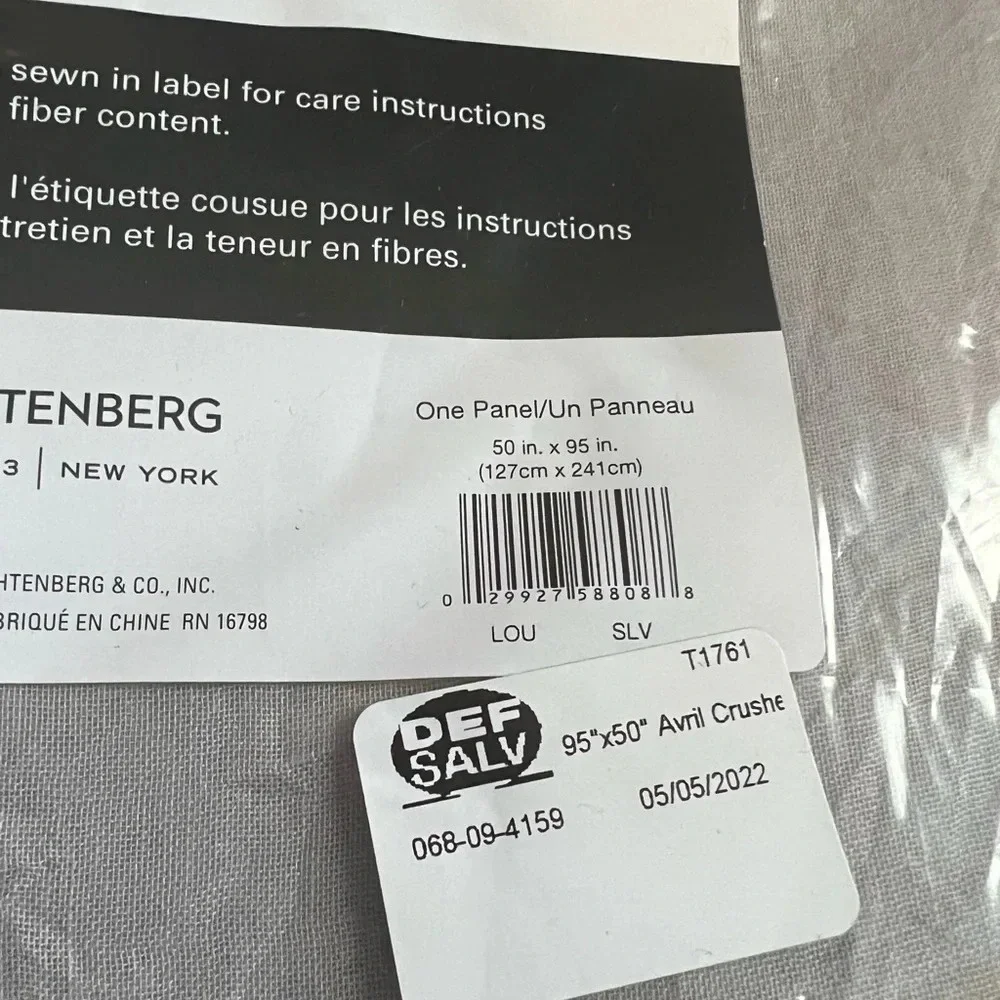 NWT No 918 gray Anvil crushed one‎ panel curtain